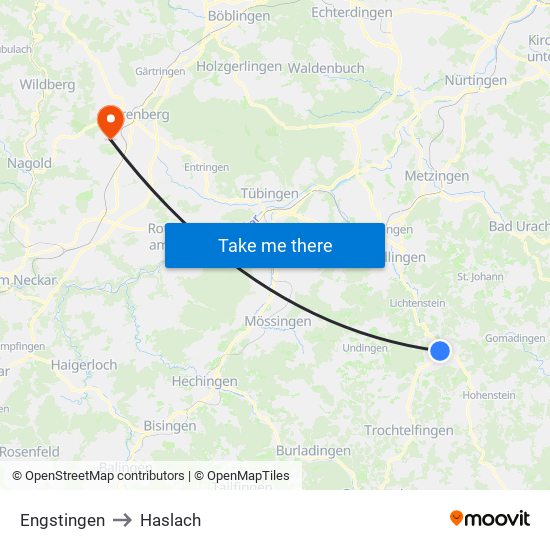 Engstingen to Haslach map