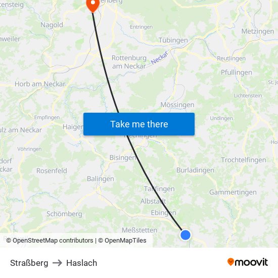 Straßberg to Haslach map