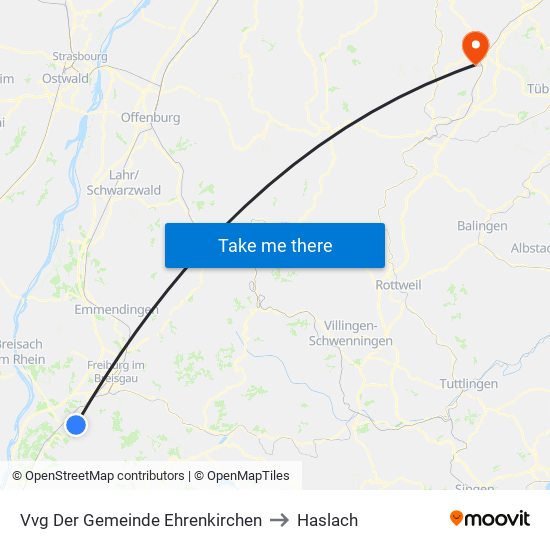 Vvg Der Gemeinde Ehrenkirchen to Haslach map