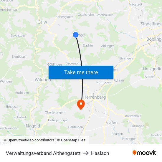 Verwaltungsverband Althengstett to Haslach map