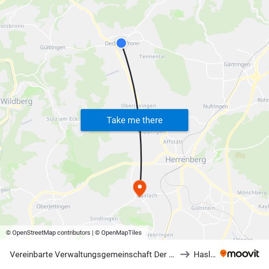 Vereinbarte Verwaltungsgemeinschaft Der Stadt Herrenberg to Haslach map