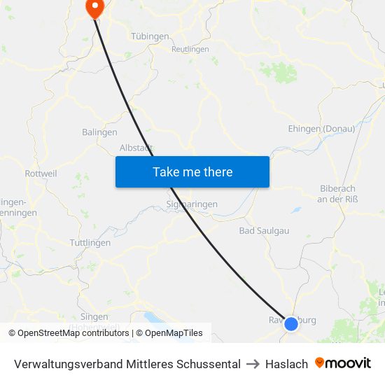 Verwaltungsverband Mittleres Schussental to Haslach map