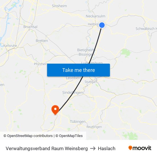 Verwaltungsverband Raum Weinsberg to Haslach map