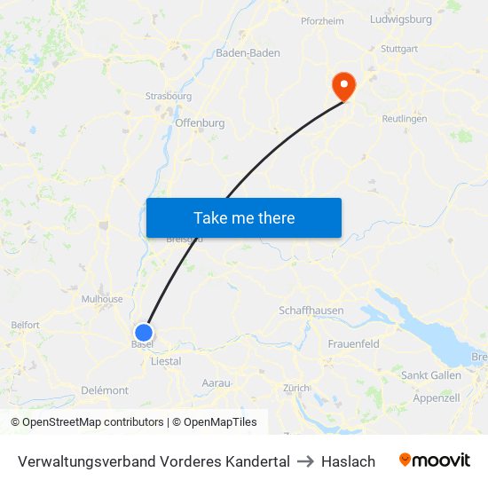 Verwaltungsverband Vorderes Kandertal to Haslach map