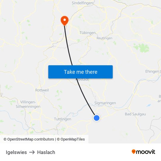 Igelswies to Haslach map