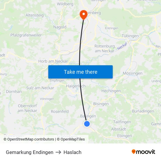 Gemarkung Endingen to Haslach map