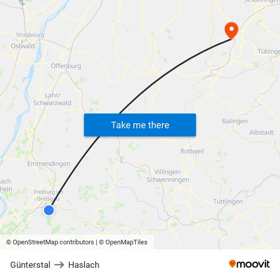 Günterstal to Haslach map