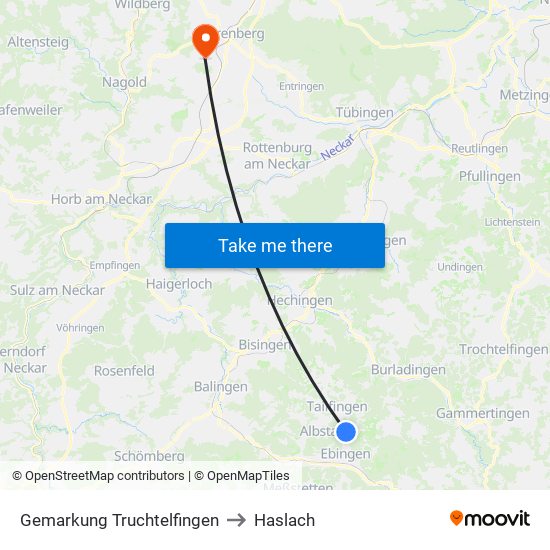 Gemarkung Truchtelfingen to Haslach map