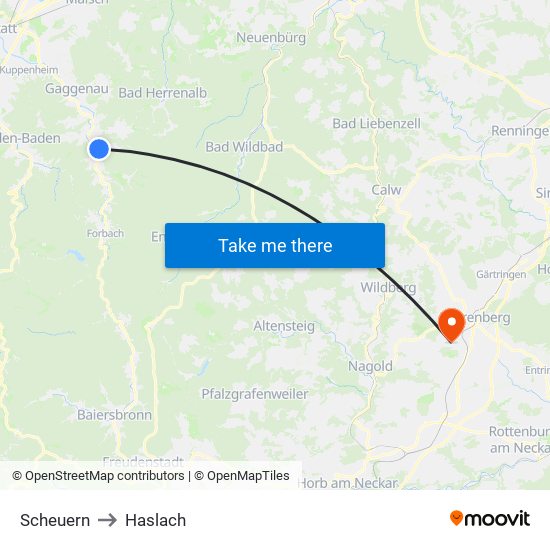 Scheuern to Haslach map