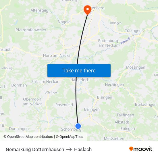 Gemarkung Dotternhausen to Haslach map