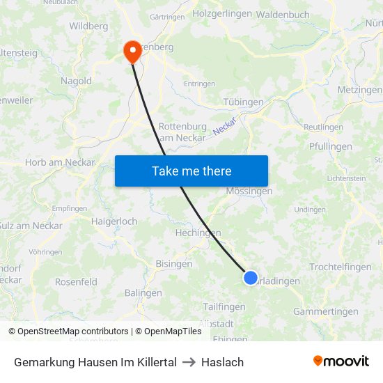 Gemarkung Hausen Im Killertal to Haslach map