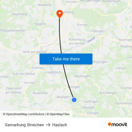 Gemarkung Streichen to Haslach map