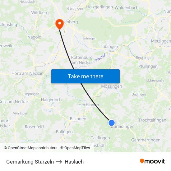 Gemarkung Starzeln to Haslach map