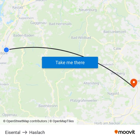 Eisental to Haslach map