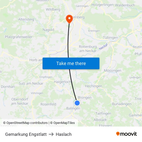 Gemarkung Engstlatt to Haslach map