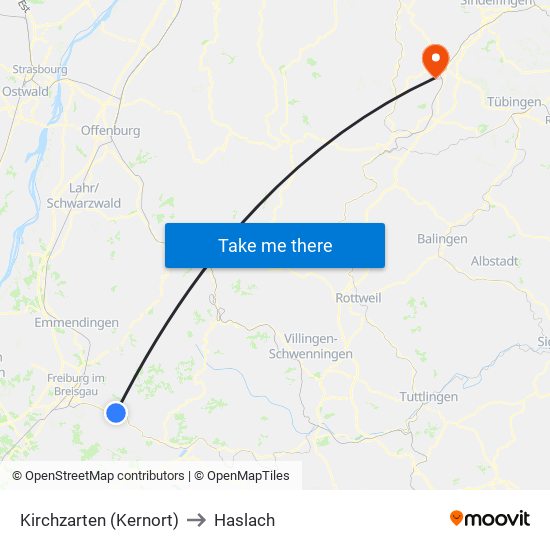 Kirchzarten (Kernort) to Haslach map