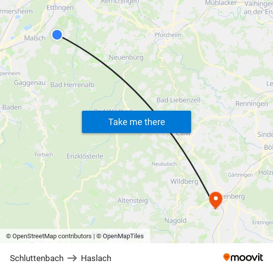 Schluttenbach to Haslach map