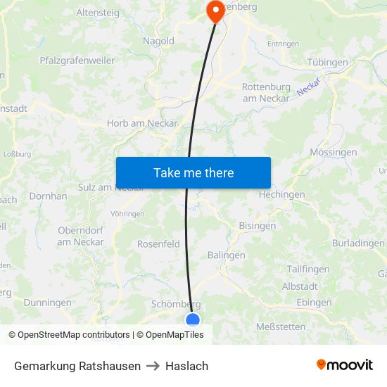 Gemarkung Ratshausen to Haslach map