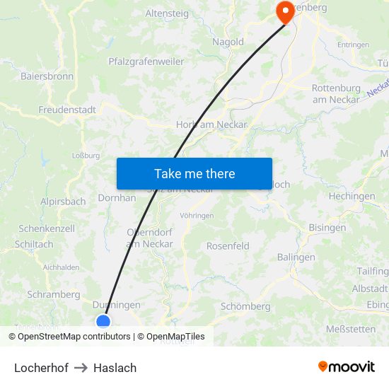 Locherhof to Haslach map