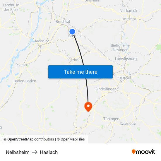 Neibsheim to Haslach map