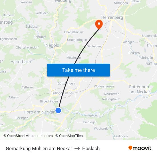 Gemarkung Mühlen am Neckar to Haslach map