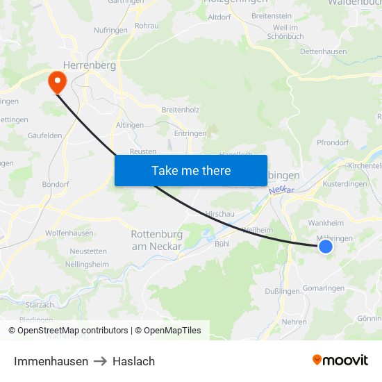 Immenhausen to Haslach map