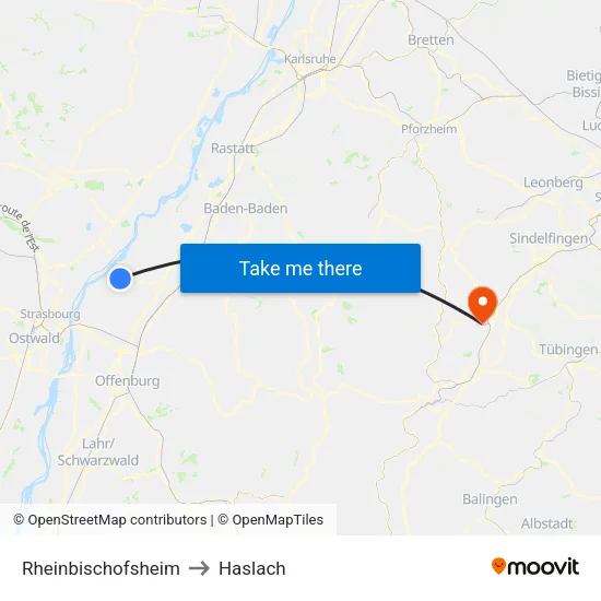 Rheinbischofsheim to Haslach map