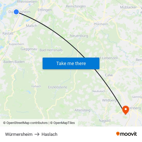 Würmersheim to Haslach map