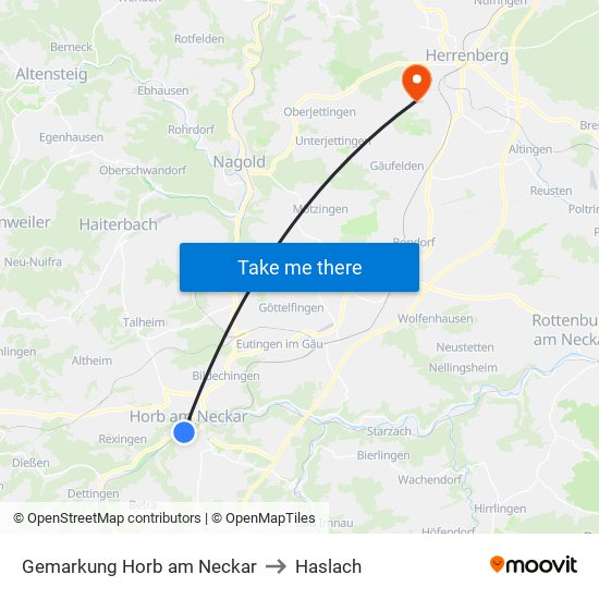 Gemarkung Horb am Neckar to Haslach map