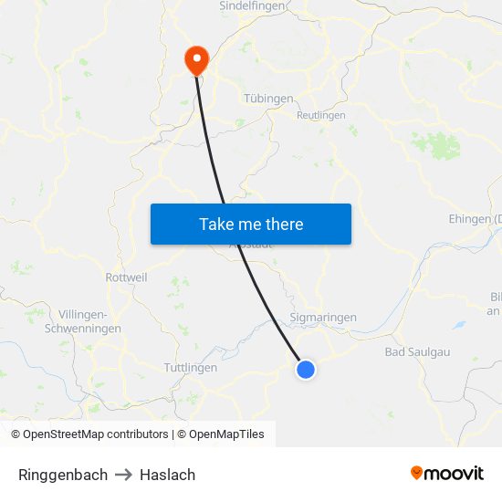 Ringgenbach to Haslach map