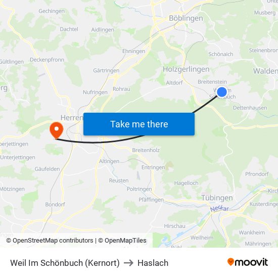 Weil Im Schönbuch (Kernort) to Haslach map