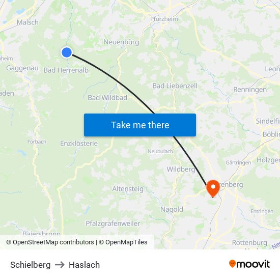 Schielberg to Haslach map