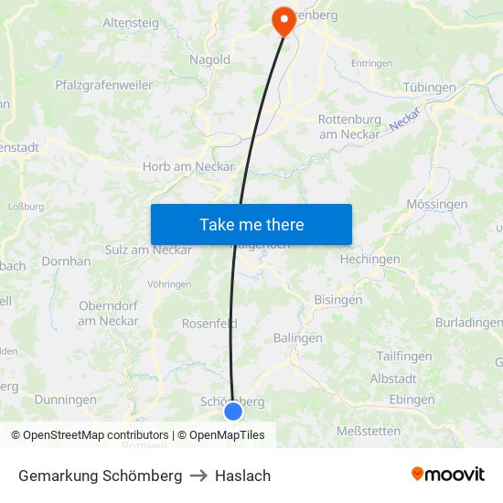 Gemarkung Schömberg to Haslach map