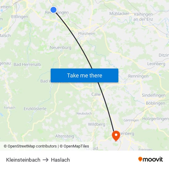 Kleinsteinbach to Haslach map