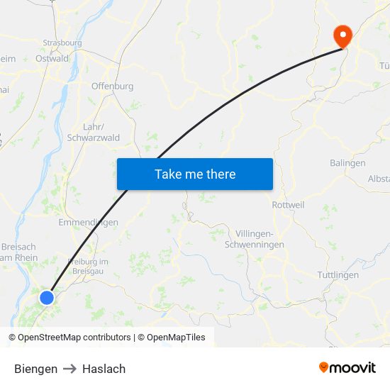 Biengen to Haslach map