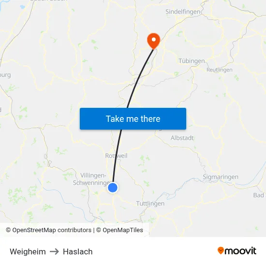 Weigheim to Haslach map