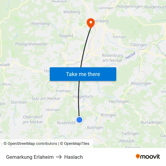 Gemarkung Erlaheim to Haslach map