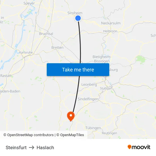 Steinsfurt to Haslach map