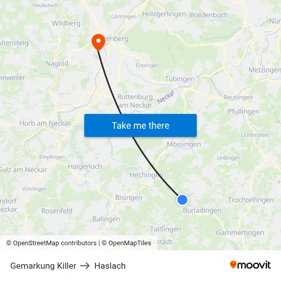 Gemarkung Killer to Haslach map