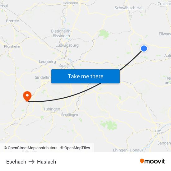 Eschach to Haslach map