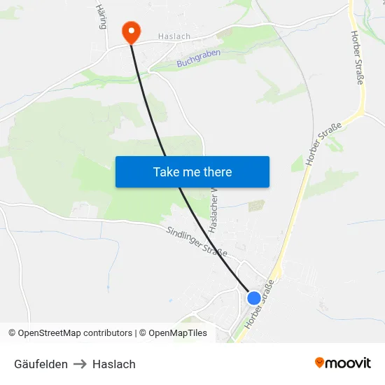 Gäufelden to Haslach map