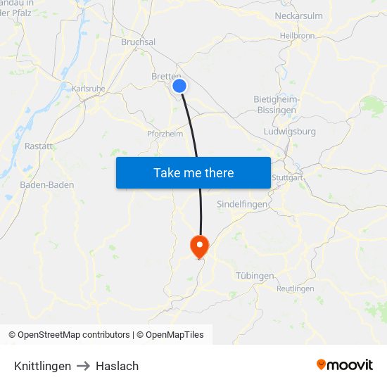 Knittlingen to Haslach map