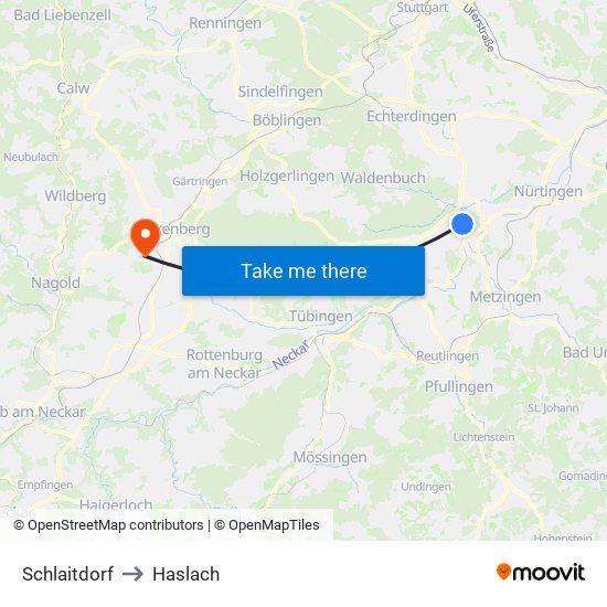 Schlaitdorf to Haslach map