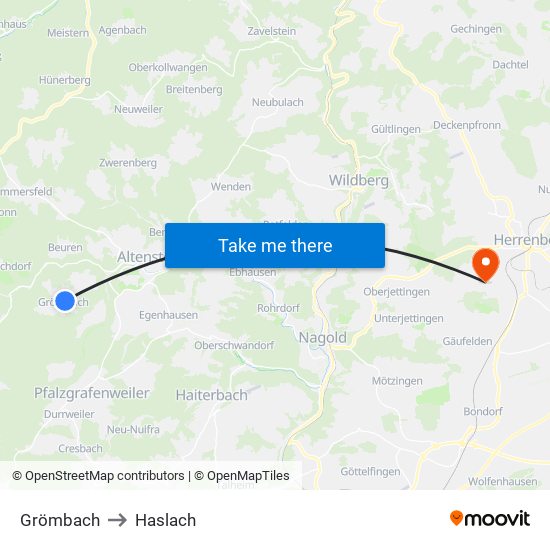Grömbach to Haslach map