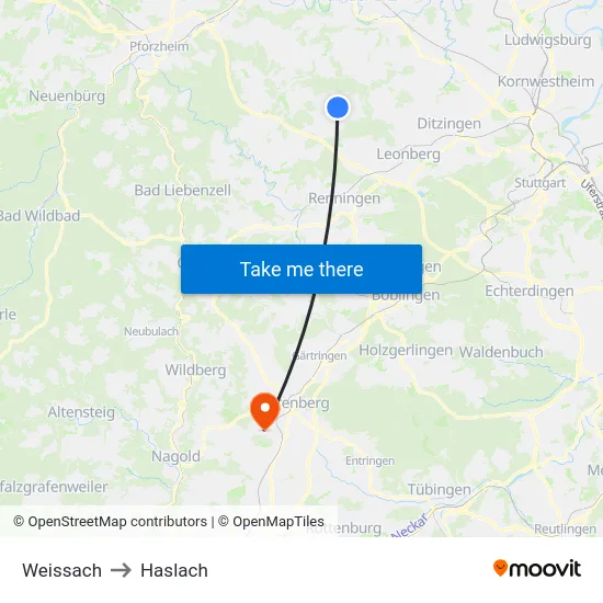Weissach to Haslach map