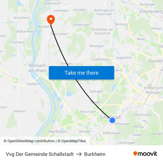 Vvg Der Gemeinde Schallstadt to Burkheim map