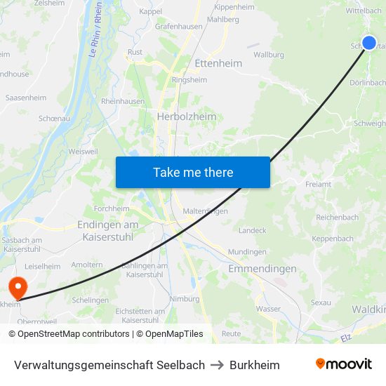 Verwaltungsgemeinschaft Seelbach to Burkheim map