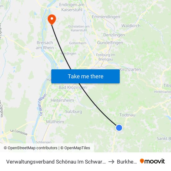 Verwaltungsverband Schönau Im Schwarzwald to Burkheim map