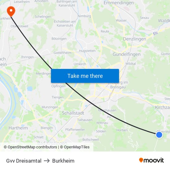 Gvv Dreisamtal to Burkheim map