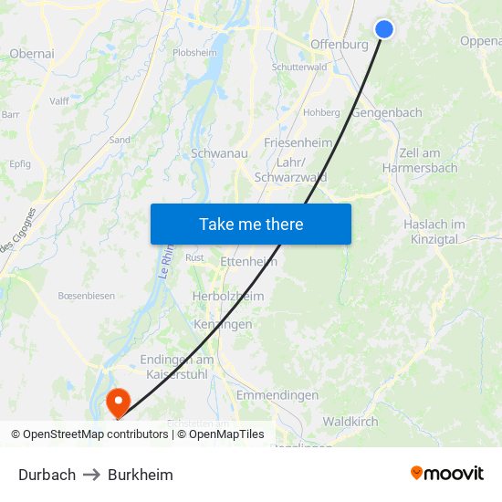 Durbach to Burkheim map